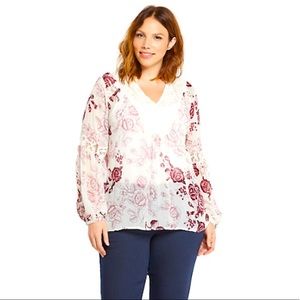 Floral Print Chiffon Lace Insert Top • Torrid